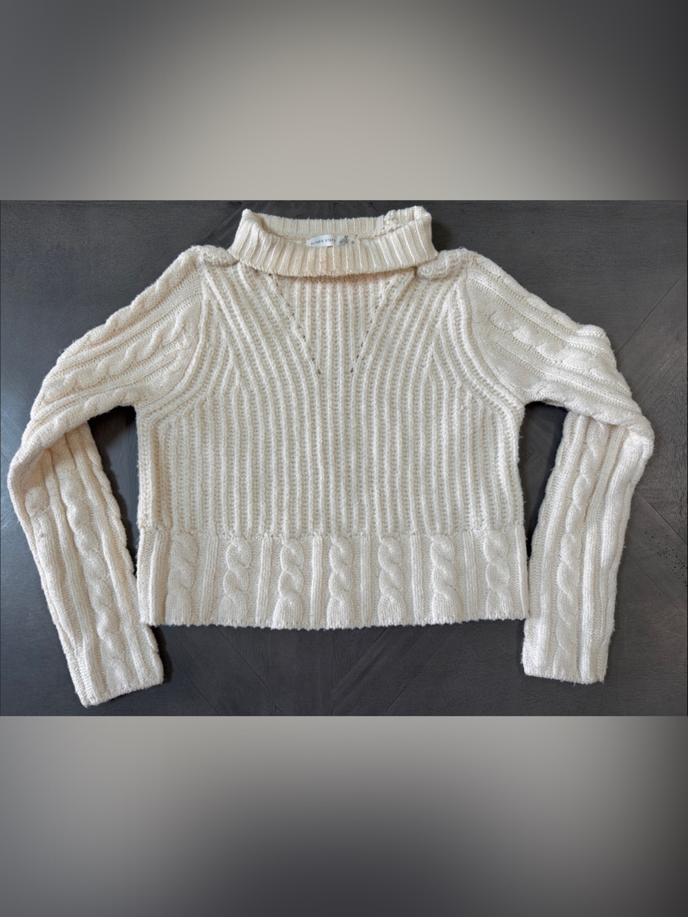 Altar'd State Cream Cable Turtleneck Sweater